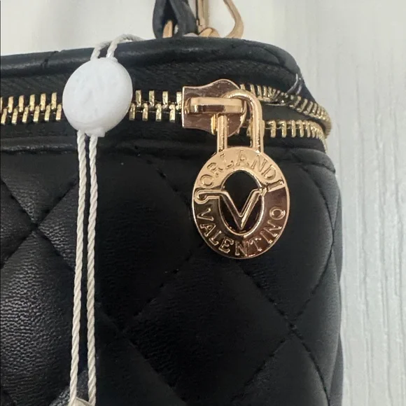VALENTINO ORLANDI Black Quilted Vegan Cosmetic Case Crossbody Purse NWT $330 - Picture 4 of 11